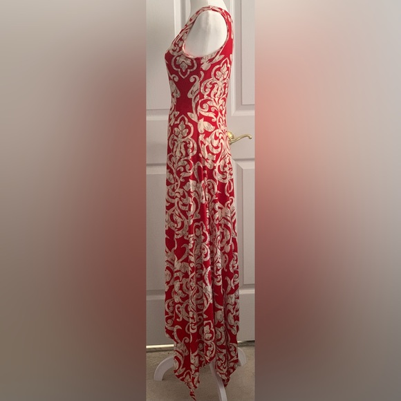 MT COLLECTION Women’s Red with Cream Print Tank Maxi Dress Size: Medium - Picture 2 of 6